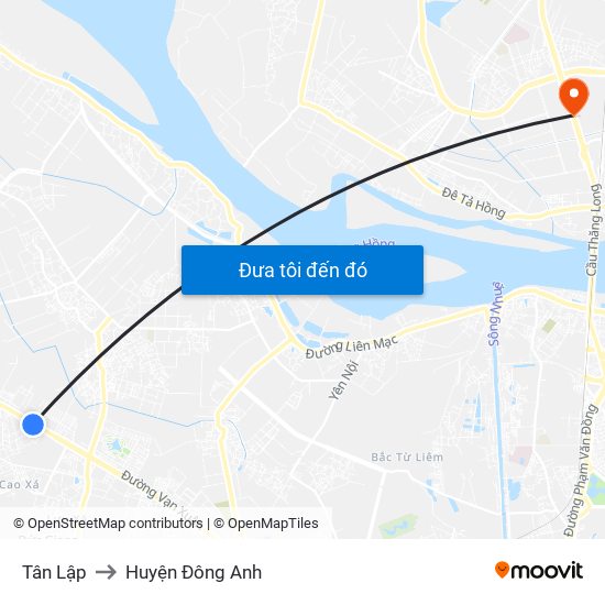 Tân Lập to Huyện Đông Anh map