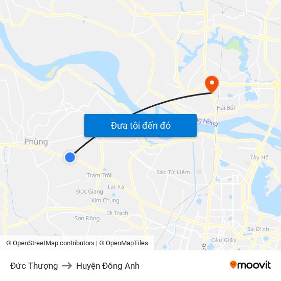 Đức Thượng to Huyện Đông Anh map