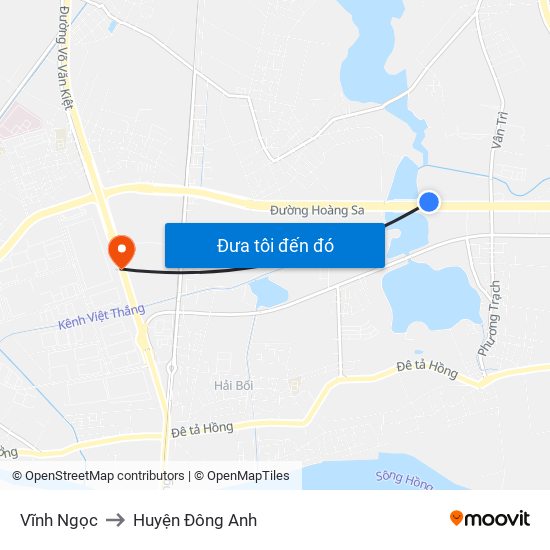 Vĩnh Ngọc to Huyện Đông Anh map