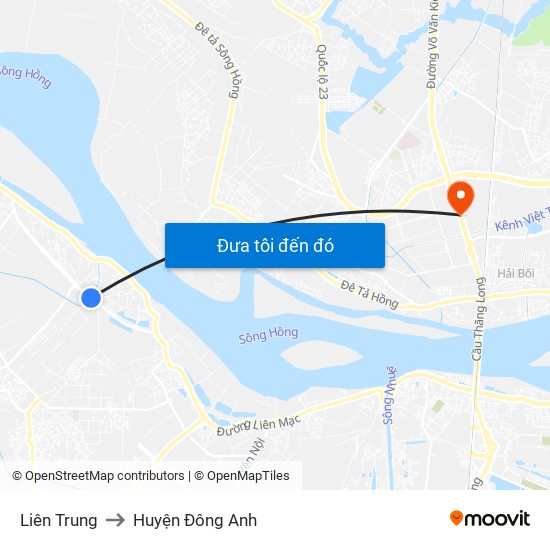 Liên Trung to Huyện Đông Anh map