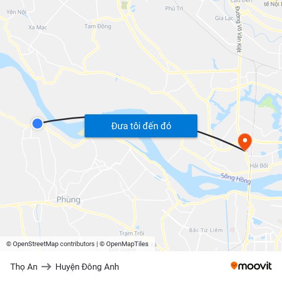 Thọ An to Huyện Đông Anh map