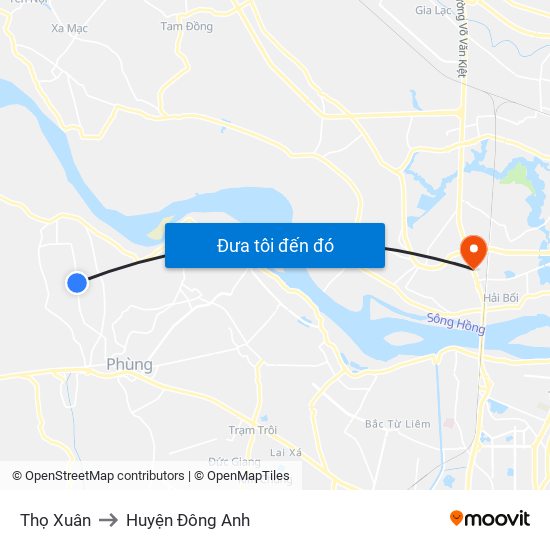 Thọ Xuân to Huyện Đông Anh map
