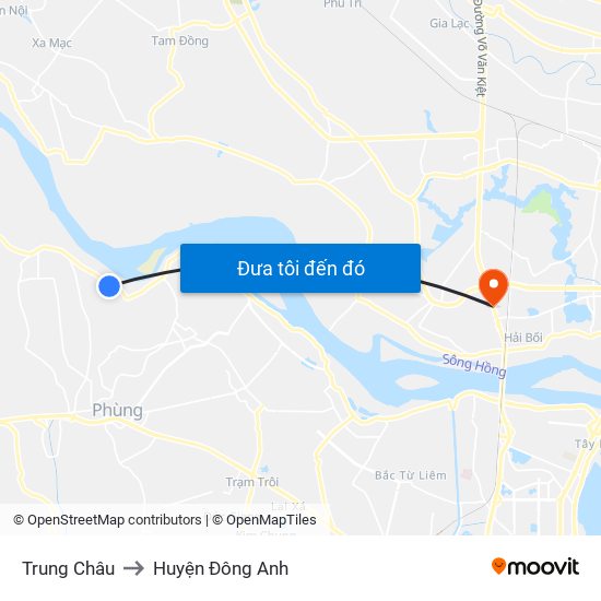 Trung Châu to Huyện Đông Anh map