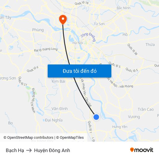 Bạch Hạ to Huyện Đông Anh map