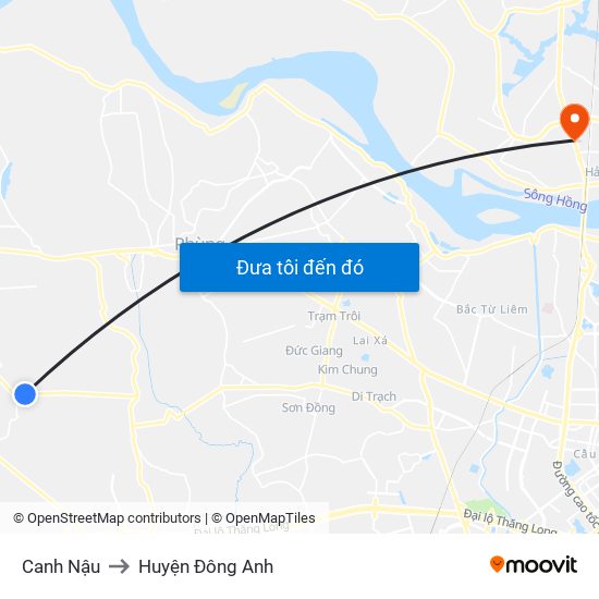 Canh Nậu to Huyện Đông Anh map