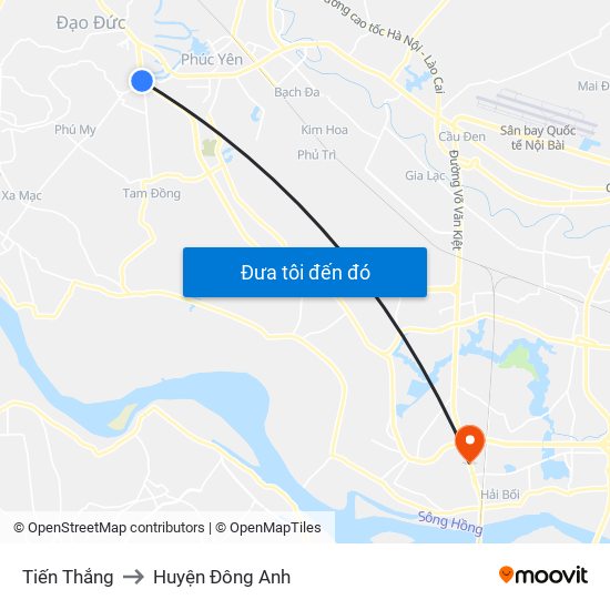 Tiến Thắng to Huyện Đông Anh map