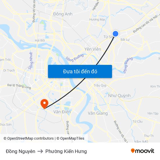 Đồng Nguyên to Phường Kiến Hưng map