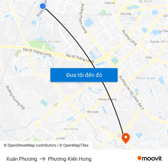 Xuân Phương to Phường Kiến Hưng map