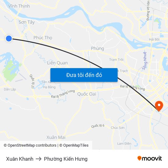 Xuân Khanh to Phường Kiến Hưng map