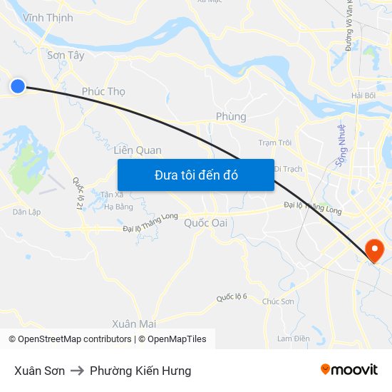 Xuân Sơn to Phường Kiến Hưng map