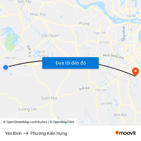 Yên Bình to Phường Kiến Hưng map