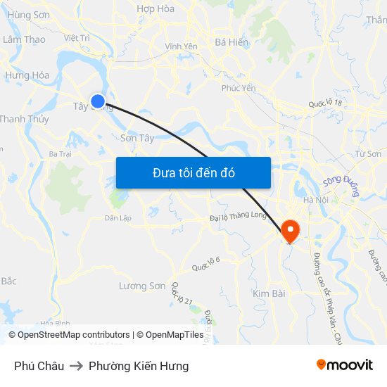 Phú Châu to Phường Kiến Hưng map