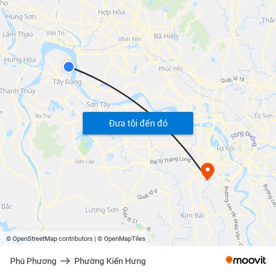 Phú Phương to Phường Kiến Hưng map