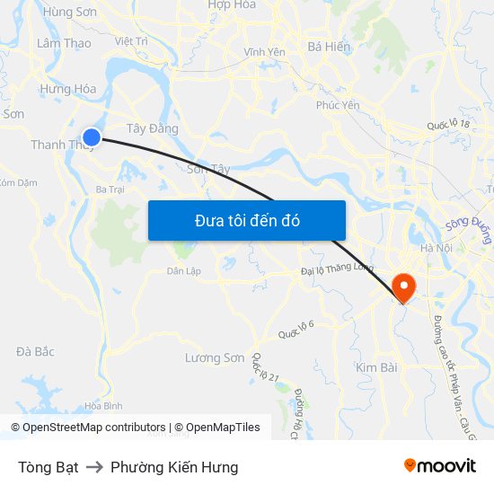 Tòng Bạt to Phường Kiến Hưng map