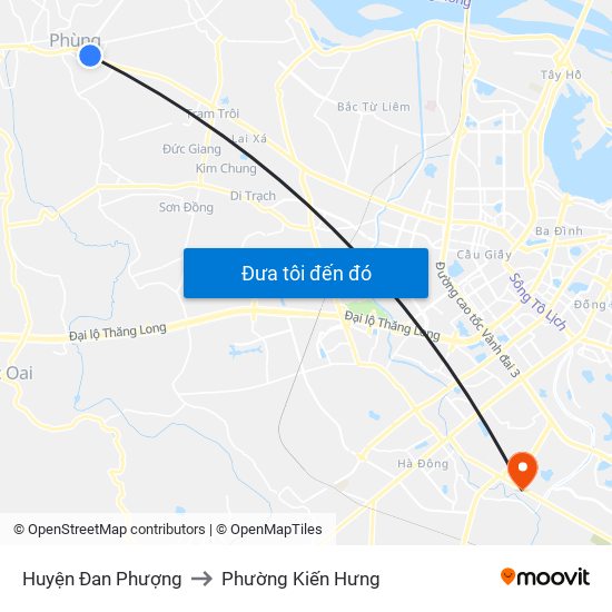 Huyện Đan Phượng to Phường Kiến Hưng map