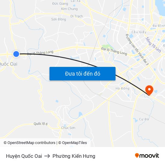 Huyện Quốc Oai to Phường Kiến Hưng map
