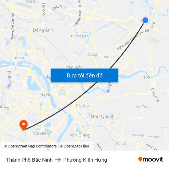 Thành Phố Bắc Ninh to Phường Kiến Hưng map