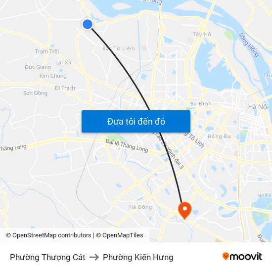 Phường Thượng Cát to Phường Kiến Hưng map