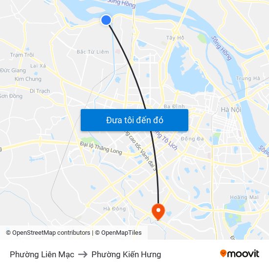 Phường Liên Mạc to Phường Kiến Hưng map