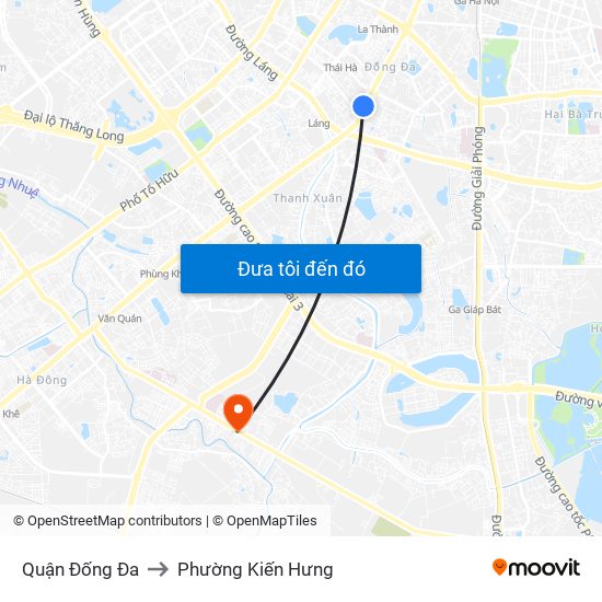 Quận Đống Đa to Phường Kiến Hưng map