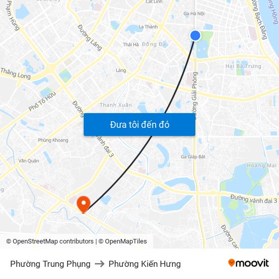 Phường Trung Phụng to Phường Kiến Hưng map