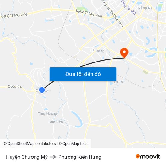 Huyện Chương Mỹ to Phường Kiến Hưng map