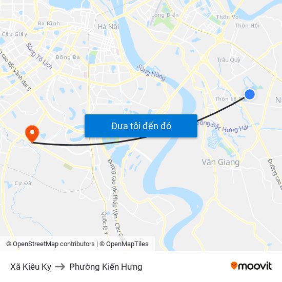 Xã Kiêu Kỵ to Phường Kiến Hưng map