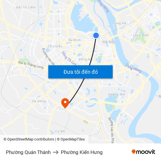 Phường Quán Thánh to Phường Kiến Hưng map