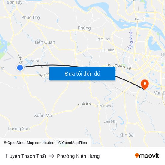 Huyện Thạch Thất to Phường Kiến Hưng map