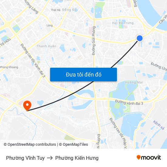Phường Vĩnh Tuy to Phường Kiến Hưng map