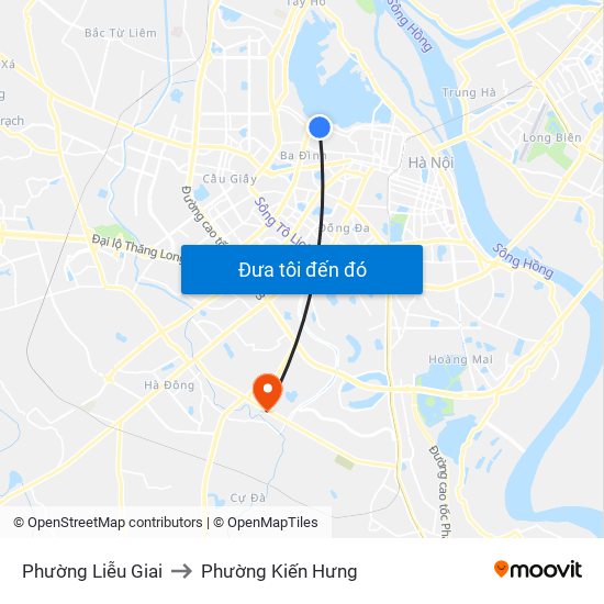 Phường Liễu Giai to Phường Kiến Hưng map