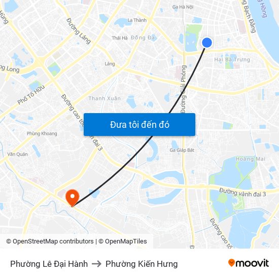 Phường Lê Đại Hành to Phường Kiến Hưng map