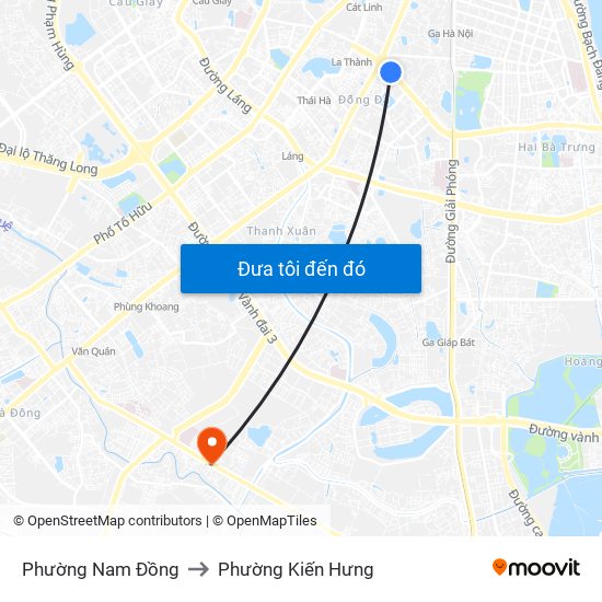 Phường Nam Đồng to Phường Kiến Hưng map
