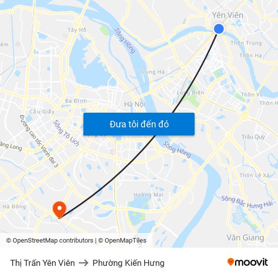 Thị Trấn Yên Viên to Phường Kiến Hưng map