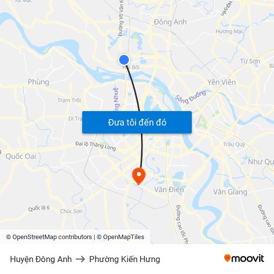 Huyện Đông Anh to Phường Kiến Hưng map