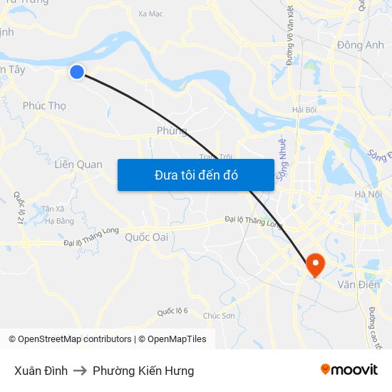 Xuân Đình to Phường Kiến Hưng map