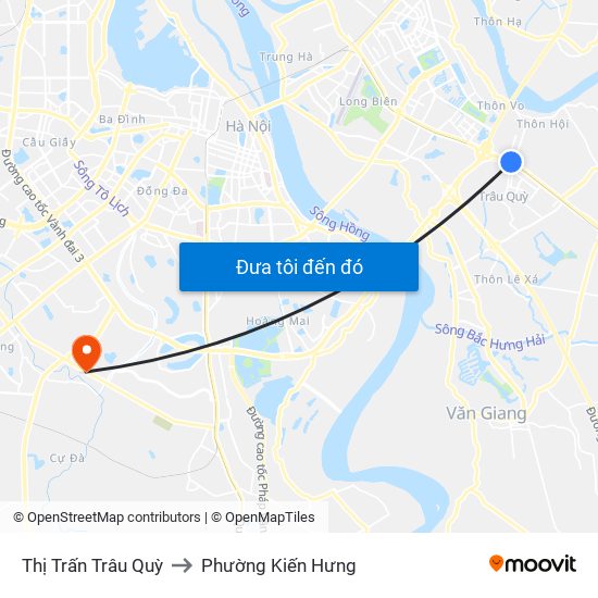 Thị Trấn Trâu Quỳ to Phường Kiến Hưng map