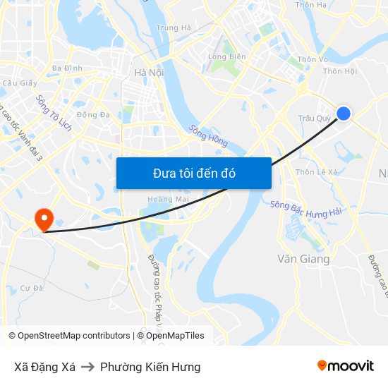 Xã Đặng Xá to Phường Kiến Hưng map