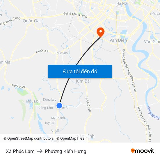 Xã Phúc Lâm to Phường Kiến Hưng map