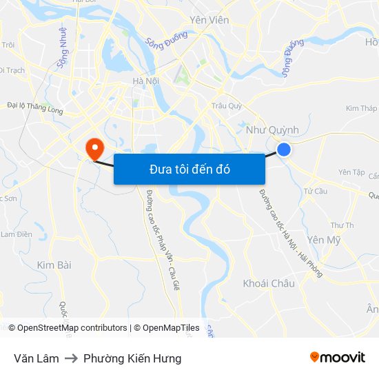 Văn Lâm to Phường Kiến Hưng map