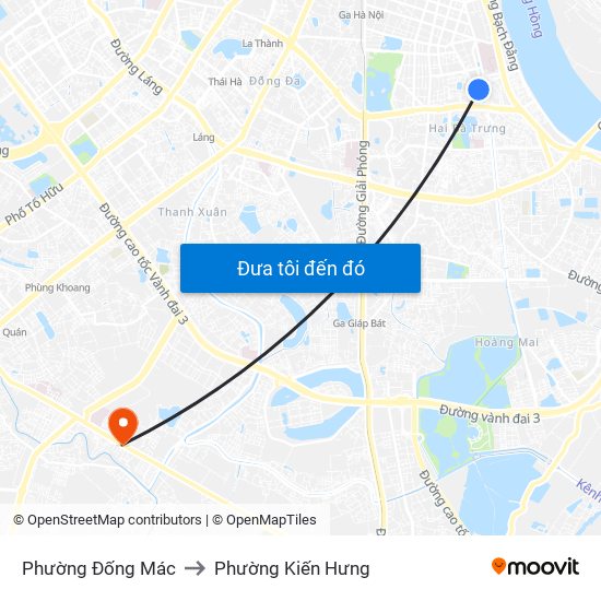 Phường Đống Mác to Phường Kiến Hưng map