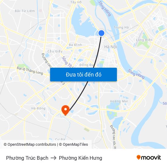 Phường Trúc Bạch to Phường Kiến Hưng map