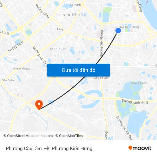 Phường Cầu Dền to Phường Kiến Hưng map