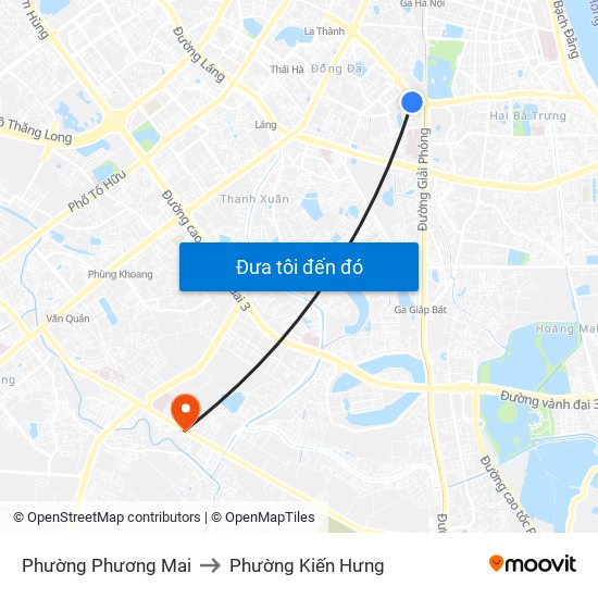 Phường Phương Mai to Phường Kiến Hưng map