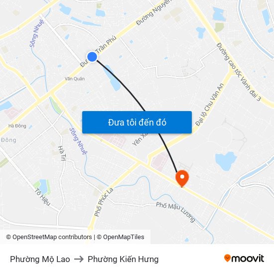 Phường Mộ Lao to Phường Kiến Hưng map