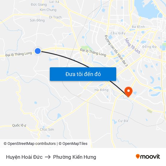 Huyện Hoài Đức to Phường Kiến Hưng map