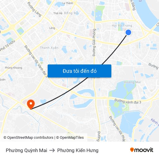 Phường Quỳnh Mai to Phường Kiến Hưng map