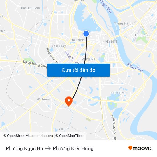 Phường Ngọc Hà to Phường Kiến Hưng map