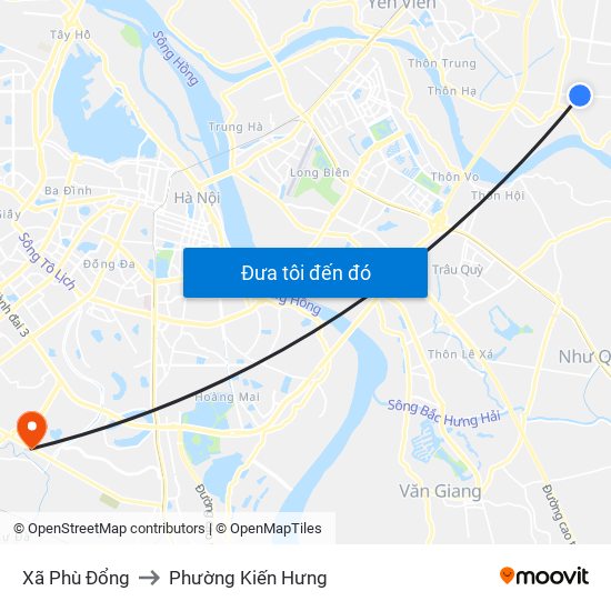 Xã Phù Đổng to Phường Kiến Hưng map