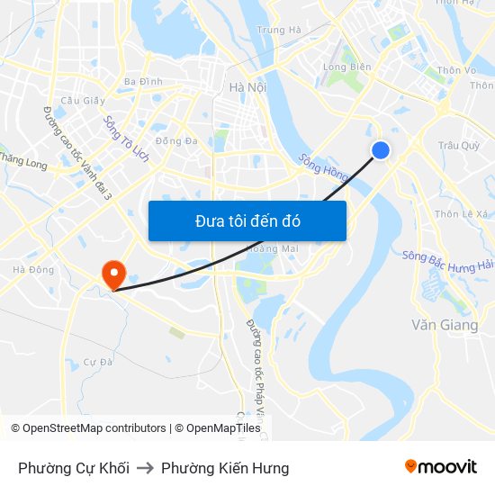 Phường Cự Khối to Phường Kiến Hưng map